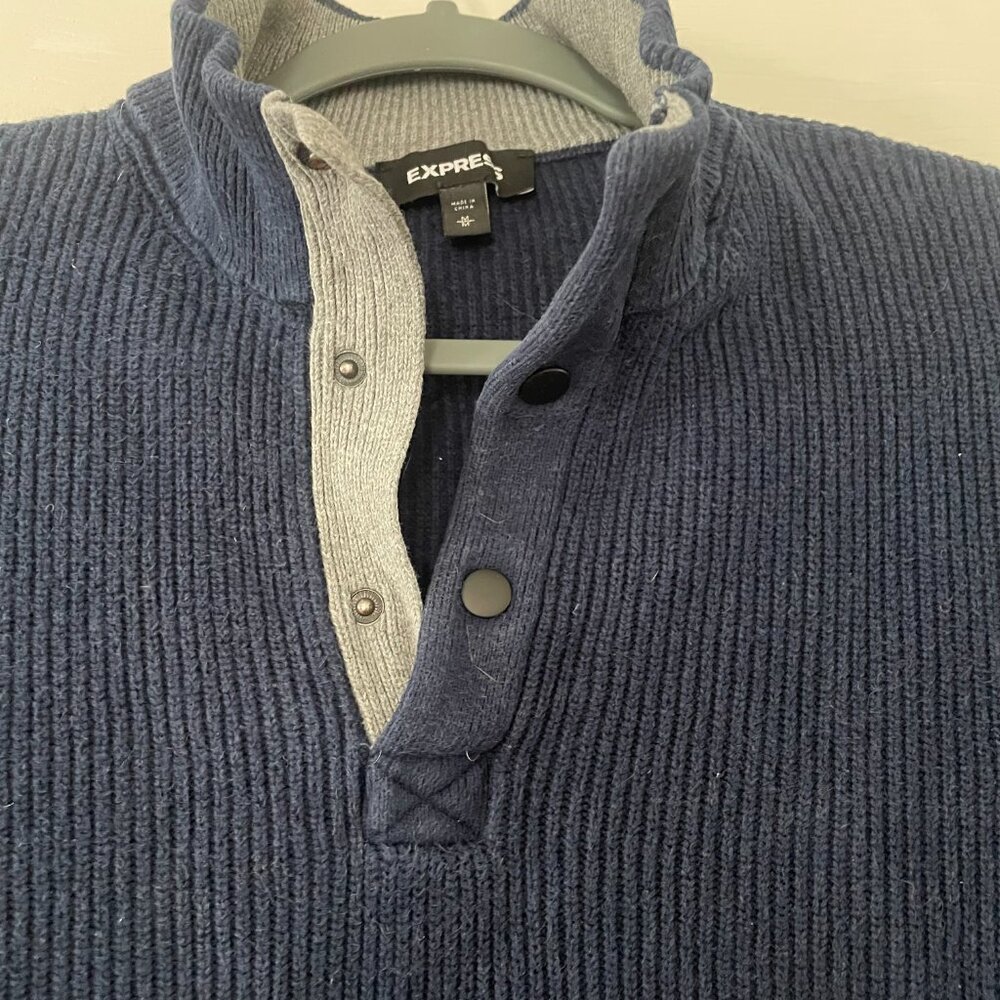 Express 100% Cotton Sweater, Navy Blue, Men’s M
